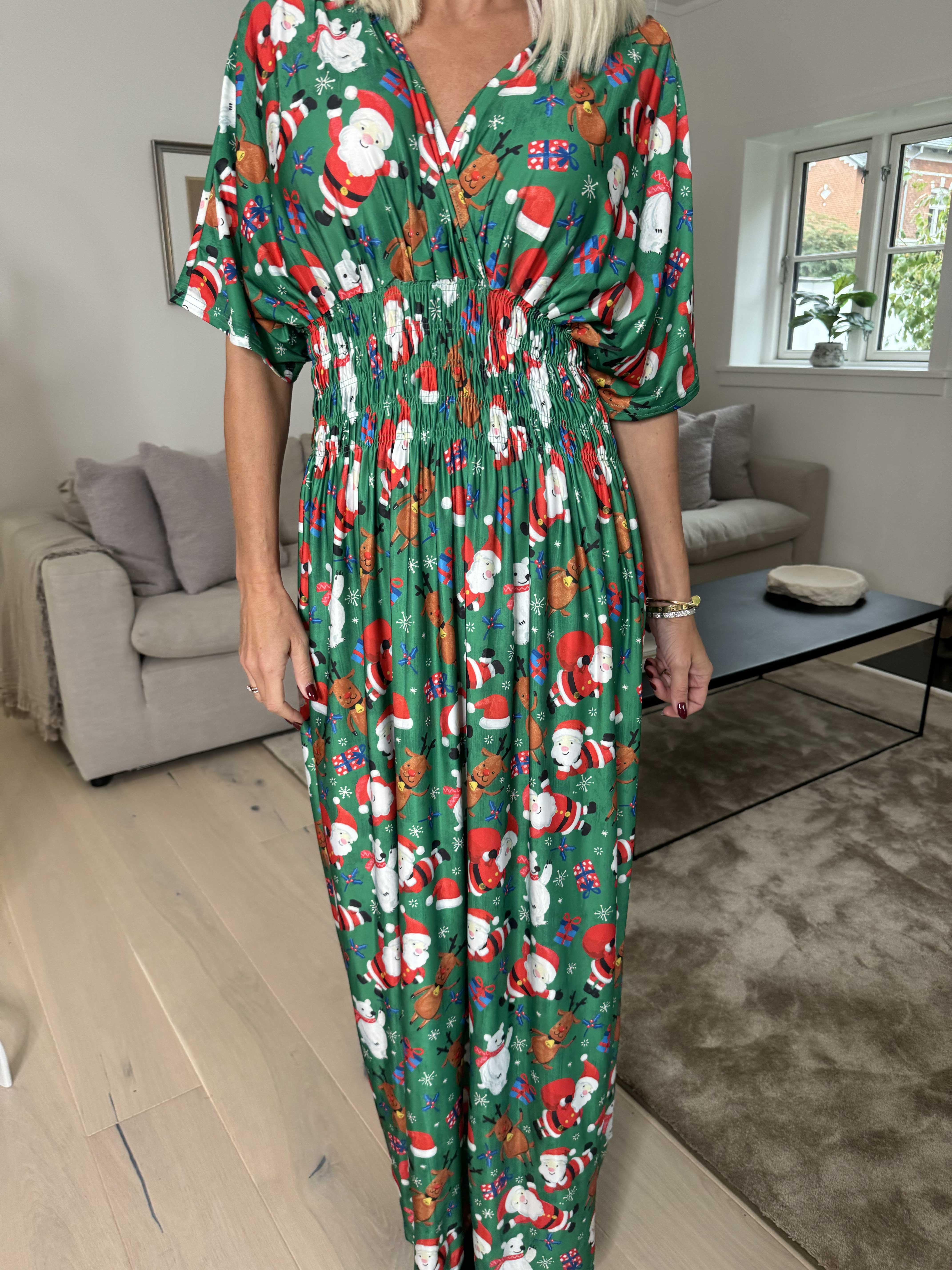 Pams Christmas - Lång klänning med resår och julmotiv